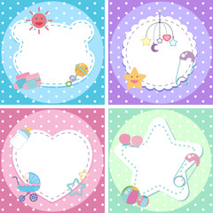 Four background designs with baby theme