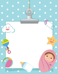 Border template with infant and toys