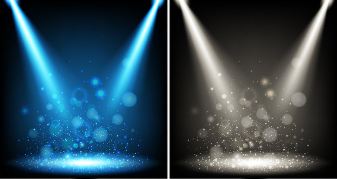 Two backgrounds with blue and gray lights