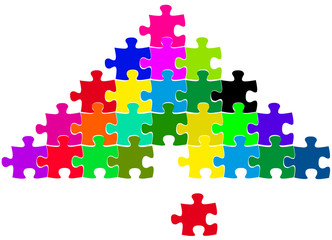  pyramide de puzzles,concept travail en équipe 