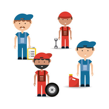 Men of car service and machine repair theme Vector illustration