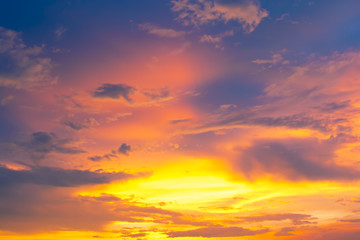 Cloud with colorful sky at sunset time. Abstract background.