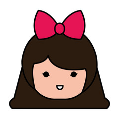 little japanese doll head kawaii character