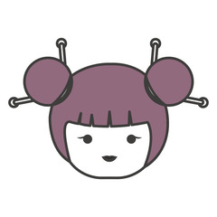 little japanese doll head kawaii character