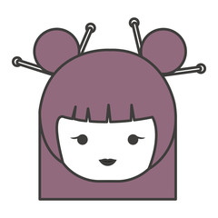 little japanese doll head kawaii character