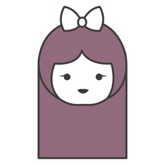 Obraz na płótnie Canvas little japanese doll head kawaii character