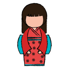 little japanese doll kawaii character