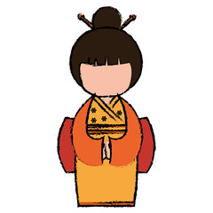 little japanese doll kawaii character