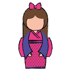 little japanese doll kawaii character