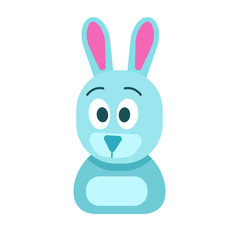 Blue Hare with Funny Face Isolated Illustration