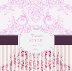 Baroque Invitation card Vector. Luxury Classic ornament. Vintage Royal Victorian texture for wedding, party, textile, fabrics
