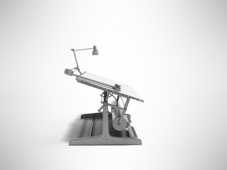 Electronic multimedia culmination for drawing on the left 3d render on a gray background