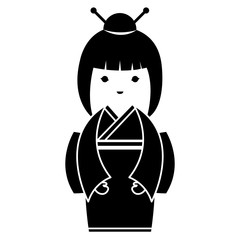 little japanese doll kawaii character vector illustration design