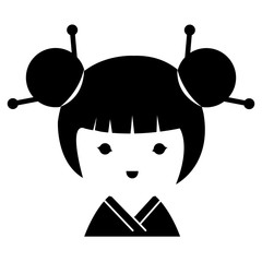 little japanese doll kawaii character vector illustration design