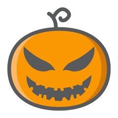 Halloween Pumpkin filled outline icon, halloween and scary, evil sign vector graphics, a colorful line pattern on a white background, eps 10.