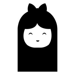 little japanese doll head kawaii character vector illustration design