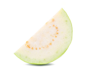 Guava fruit slice isolated on white background.
