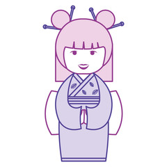 little japanese doll kawaii character vector illustration design