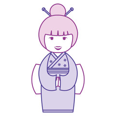 little japanese doll kawaii character vector illustration design
