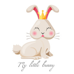 My little bunny girl cute princess vector in gold crown
