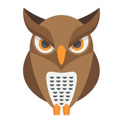 Owl flat icon, halloween and scary, animal sign vector graphics, a colorful solid pattern on a white background, eps 10.