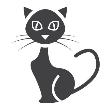 Cat glyph icon, halloween and scary, animal sign vector graphics, a solid pattern on a white background, eps 10.