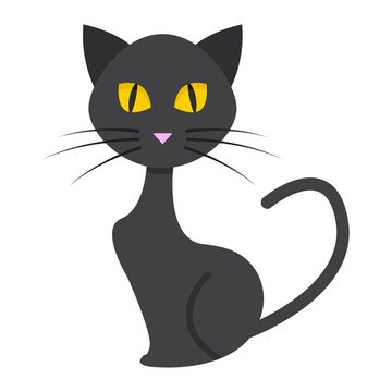 Cat flat icon, halloween and scary, animal sign vector graphics, a colorful solid pattern on a white background, eps 10.