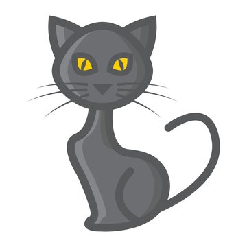 Cat filled outline icon, halloween and scary, animal sign vector graphics, a colorful line pattern on a white background, eps 10.