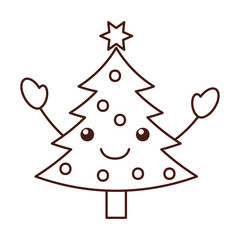 Fototapeta premium kawaii christmas tree pine decoration celebration party