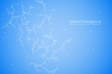 Structure of molecular particles and atom, polygonal abstract background, technology and science concept, vector illustration.