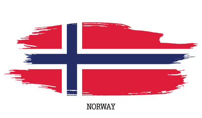 Norway flag vector grunge paint stroke  