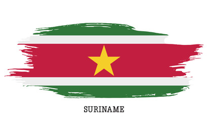 Suriname flag vector grunge paint stroke  