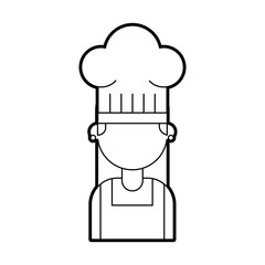 cute chef woman in uniform and hat character