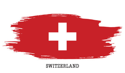 Switzerland flag vector grunge paint stroke  