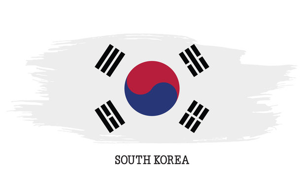 South Korea flag vector grunge paint stroke  