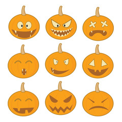 halloween pumkin icon set vector design