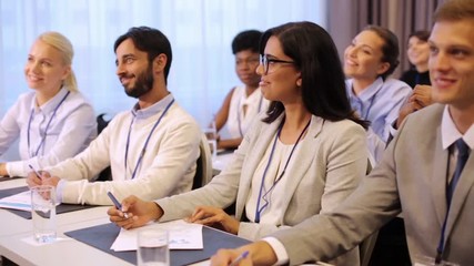 happy business team at international conference