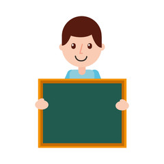 character teacher holding board class element vector illustration