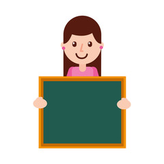 character teacher holding board class element vector illustration