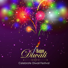 Firework in Happy Diwali night sky for India festival