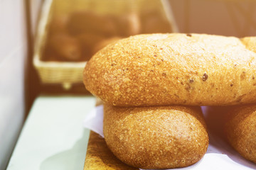 Bread lies on the table
