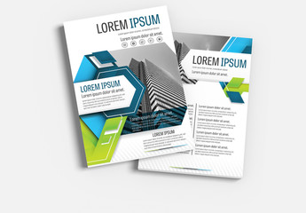 Brochure Cover Layout with Blue and Green Accents 4