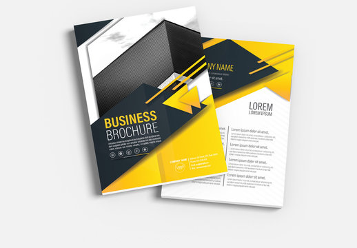 Brochure Cover Layout with Yellow and Gray Accents 1