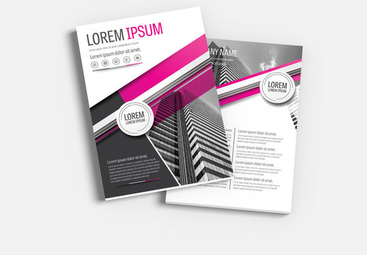 Brochure Cover Layout with Magenta and Gray Accents 1