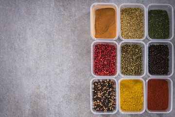 All spices in boxes from above