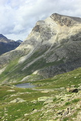 Fototapeta premium Aufstieg zum Piz Lagalb, Blick auf Piz Alv