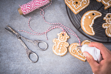 Christmas cookies decorating by hand
