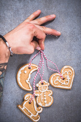 Hanging Christmas gingerbread cookies
