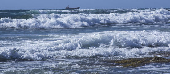 Sea, beach, ship