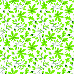 Fall season floral seamless pattern. Autumn background